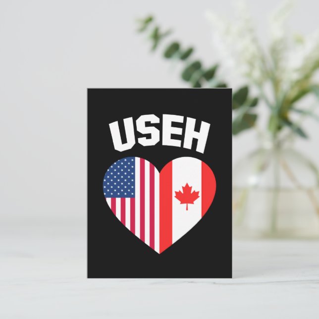 USEH America Canada Flag Funny American Canadian Postcard (Standing Front)