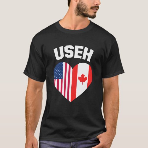 USEH America Canada Flag Funny American Canadian T_Shirt
