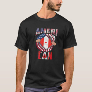USEH CDN Maple Leaf Half Canadian Half American Fl T-Shirt