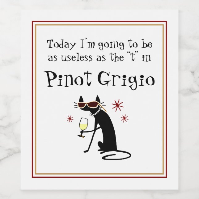 Useless as the T in Pinot Grigio Funny Wine Label (Single Label)