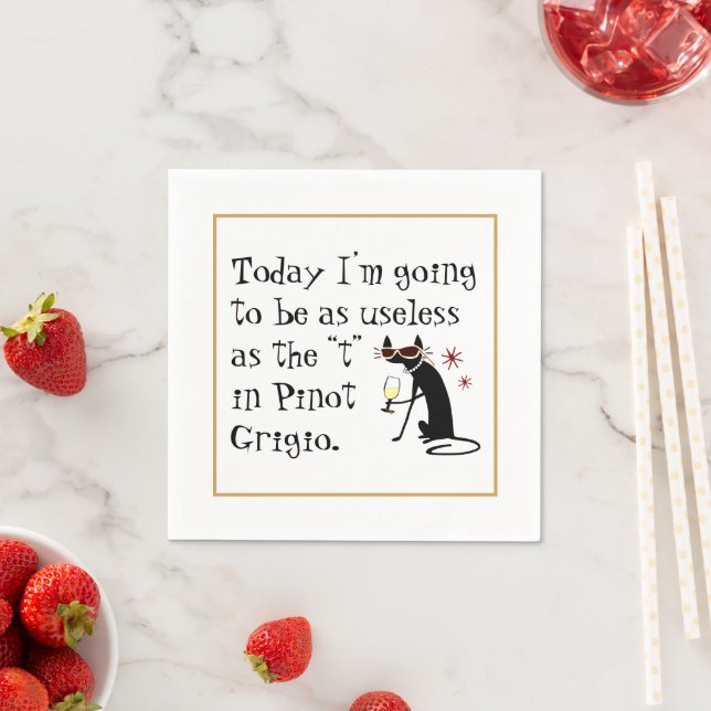 Useless as the T in Pinot Grigio Funny Wine Napkins (Insitu)