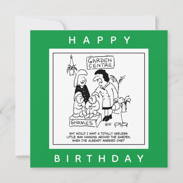 Useless Gnome in the Garden Cartoon Card (Front)