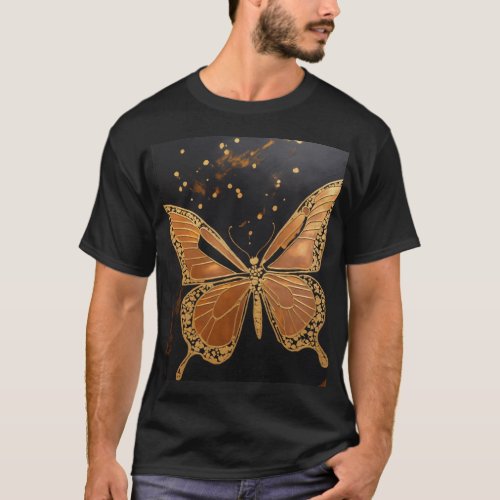 User A butterfly emerging from the cocoon in black T_Shirt