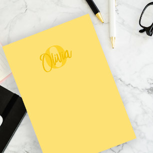 User Cool Monochrome Yellow Trendy Script Monogram Post-it Notes