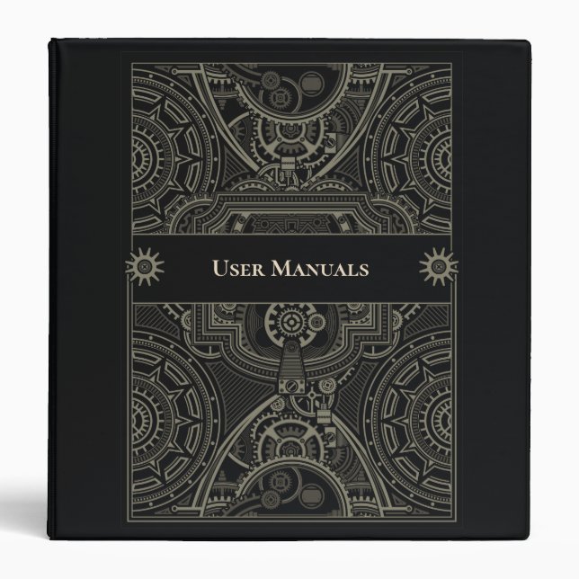 User Manuals Tech-Steampunk Style 3 Ring Binder (Front)