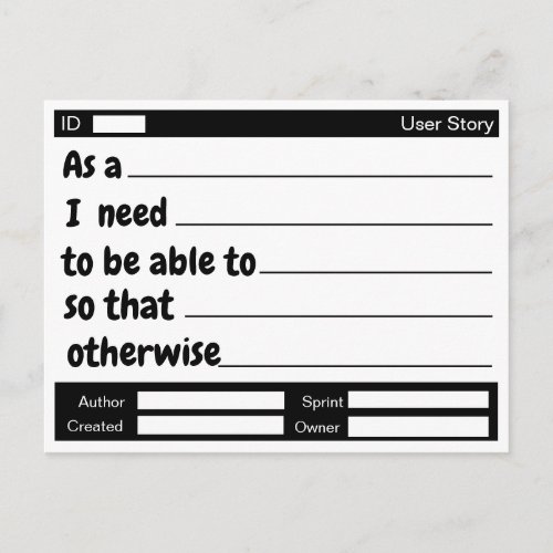 User Story Post Cards