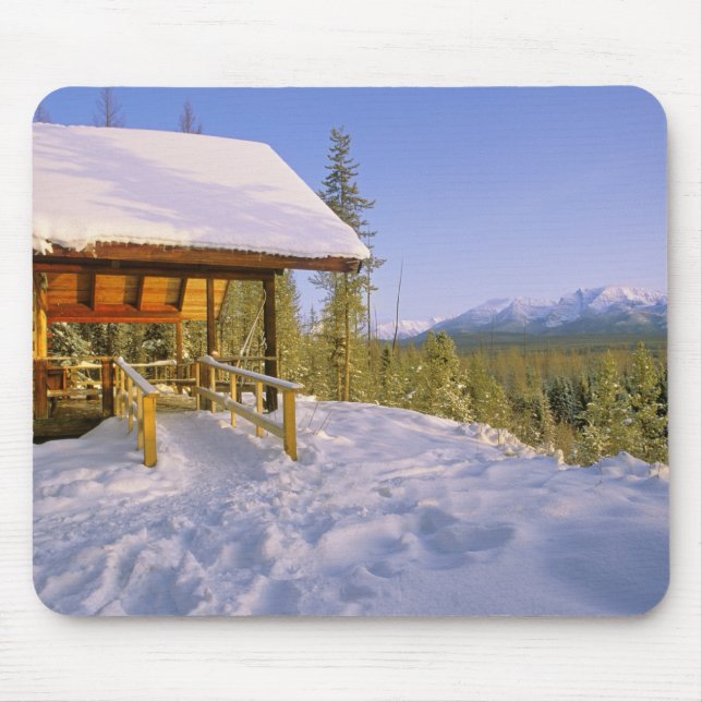 USFS Schnauss Cabin rental in Winter ovelooking Mouse Pad (Front)