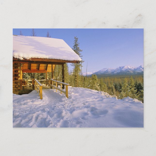 USFS Schnauss Cabin rental in Winter ovelooking Postcard (Front)