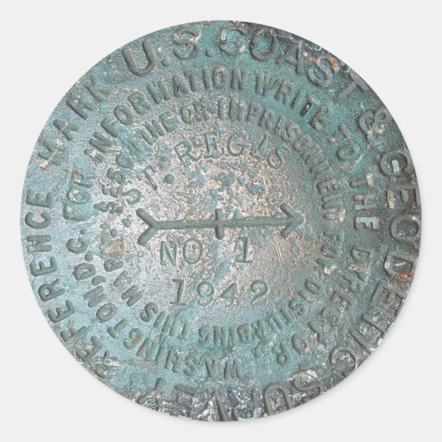 USGS Benchmark, St. Regis Mountain Geodetic Survey Classic Round Sticker (Front)