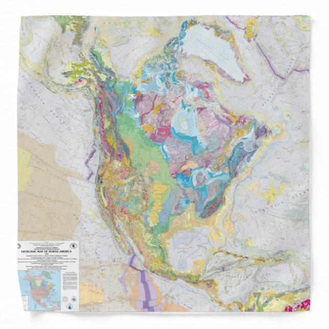 USGS Geologic Map Of North America Bandana (Front)