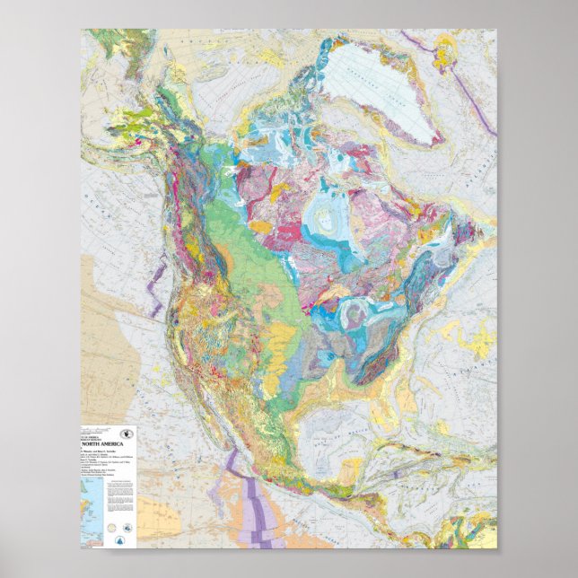 USGS Geologic Map Of North America Poster (Front)