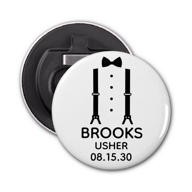 Usher Black Bow Tie Bottle Opener (Front)