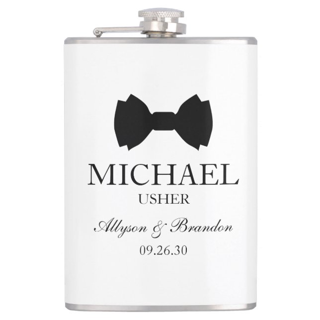 Usher Black Bow Tie Flask (Front)