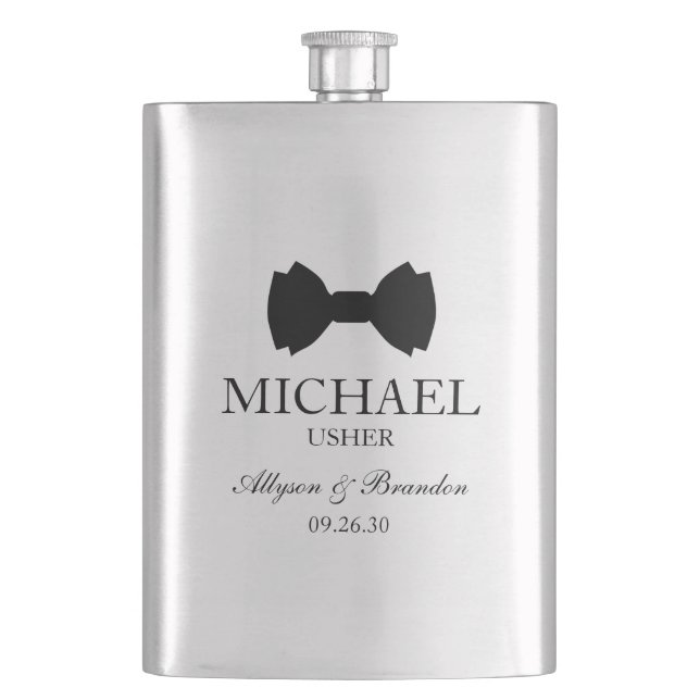 Usher Black Bow Tie Flask (Front)