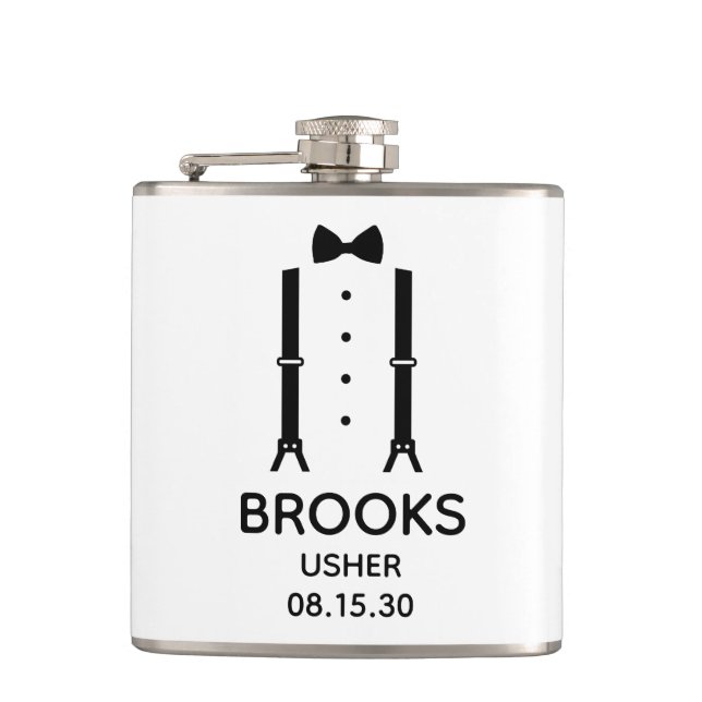 Usher Black Bow Tie Flask (Front)