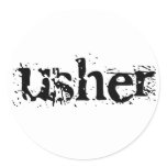 Usher Black Text Classic Round Sticker