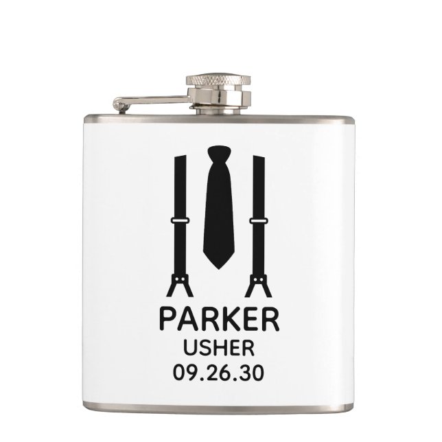 Usher Black Tie Flask (Front)