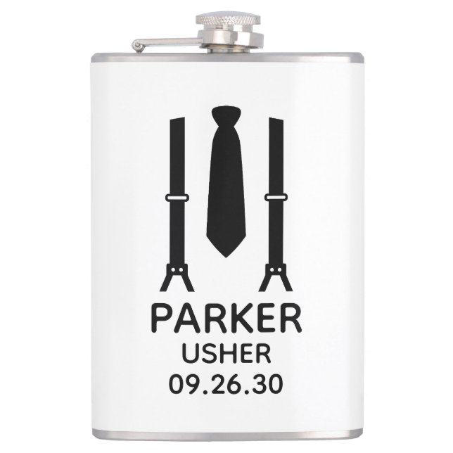 Usher Black Tie Flask (Front)