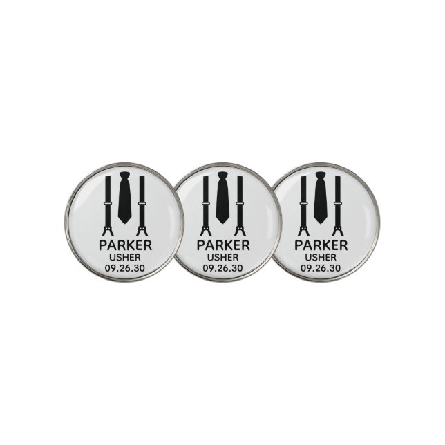 Usher Black Tie Golf Ball Marker (3 Up)