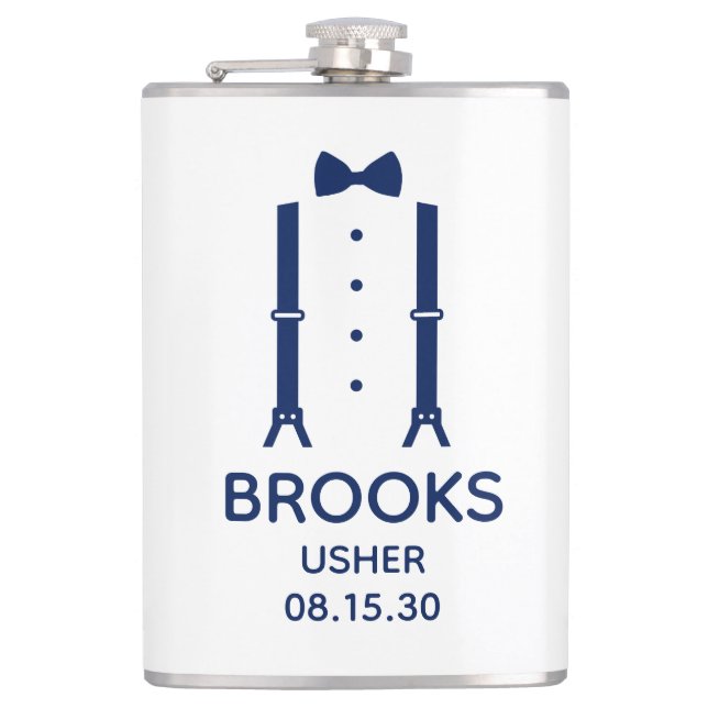 Usher Blue Bow Tie Flask (Front)