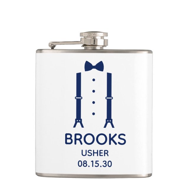 Usher Blue Bow Tie Flask (Front)