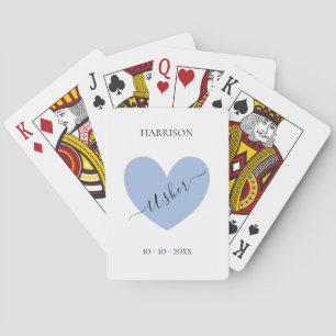 Usher Blue Heart Personalized Poker Cards