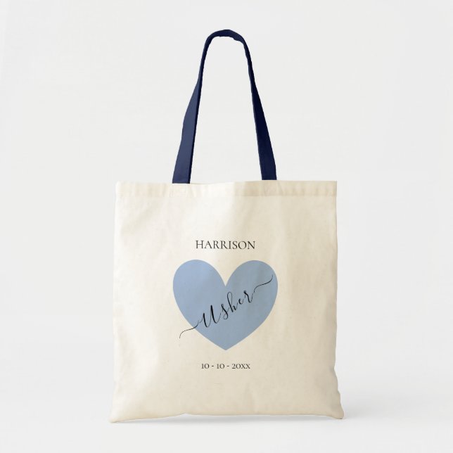 Usher Blue Heart Personalized Tote Bag (Front)