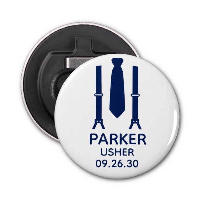Usher Blue Tie Bottle Opener (Front)