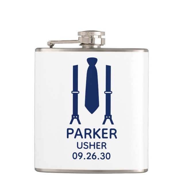 Usher Blue Tie Flask (Front)