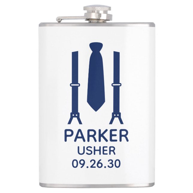 Usher Blue Tie Flask (Front)