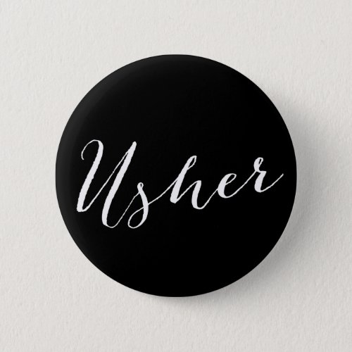 Usher Calligraphy Wedding Bridal Party Button