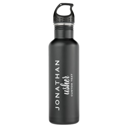 Usher Custom Wedding Favor Modern Monogram Stainless Steel Water Bottle