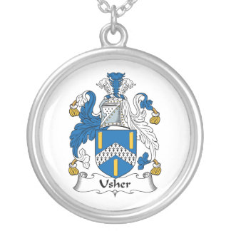 Usher Family Crest Silver Plated Necklace