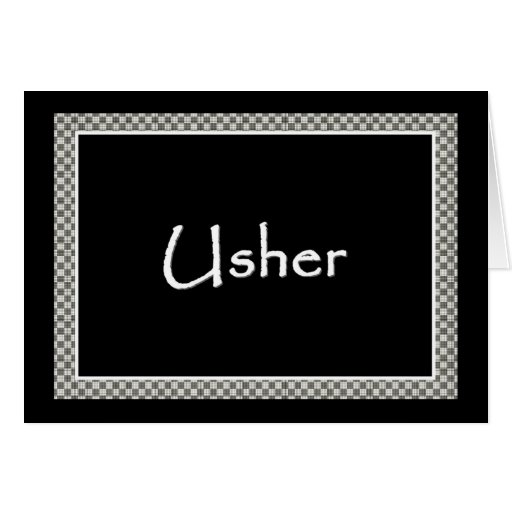 USHER Invitation with Checkerboard Border Greeting Card | Zazzle