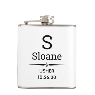 Usher Monogrammed Flask