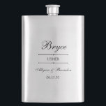 Usher Personalized Flask<br><div class="desc">These 8 oz. metal flasks are a great favor for the ushers in your wedding.  They are formal and traditional yet modern.  They'd be great for a bachelor party or weekend.</div>