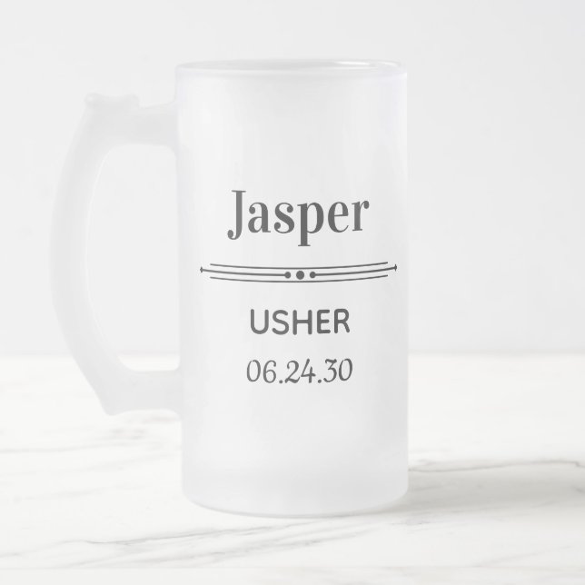 Usher Personalized Frosted Glass Beer Mug (Left)