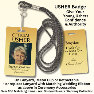USHER Photo Official Badge Golden Flowers