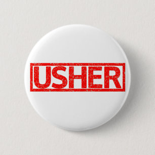 Usher Stamp Pinback Button