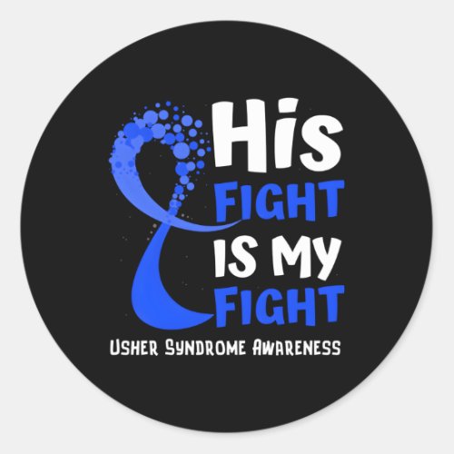 Usher Syndrome Awareness Blue Ribbon Hope Family F Classic Round Sticker