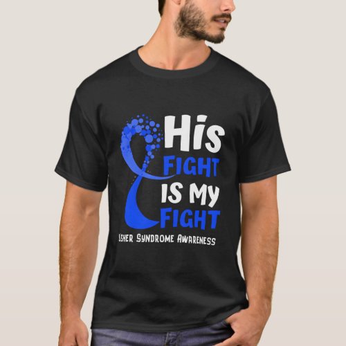 Usher Syndrome Awareness Blue Ribbon Hope Family F T_Shirt