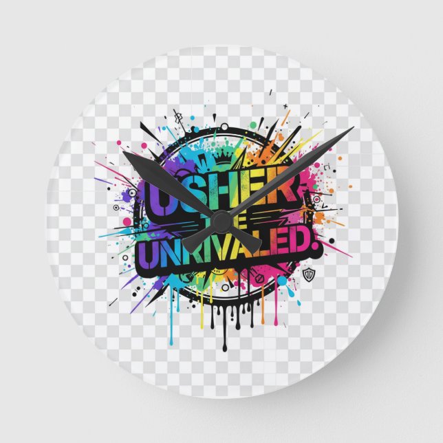 Usher the Unrivaled – Bold Statement Graphic Tee Round Clock (Front)