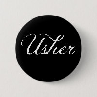 Usher Wedding Badge Pin Button