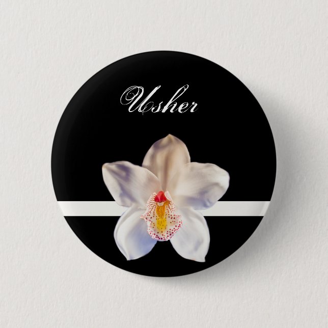 Usher Wedding ID Badge Pinback Button (Front)