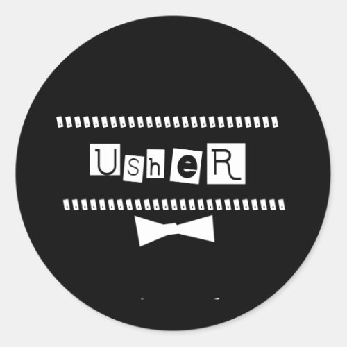 Usher White on Black Classic Round Sticker
