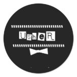 Usher White on Black Classic Round Sticker