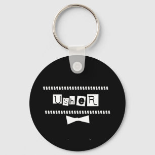 Usher White on Black Keychain