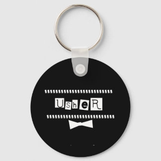 Usher White on Black Keychain