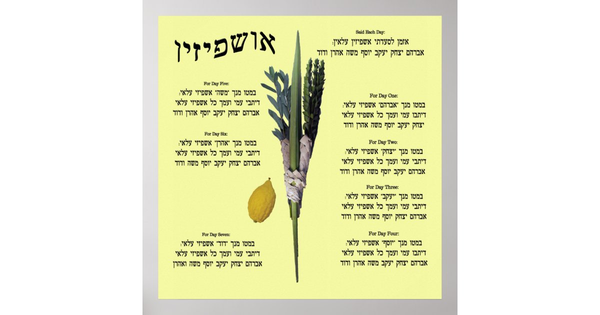 Ushpizin &amp; Arba Minim (4 Species) Poster | Zazzle