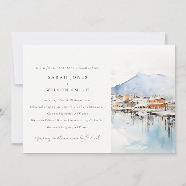 Ushuaia Argentina Landscape Rehearsal Dinner Invitation (Front)